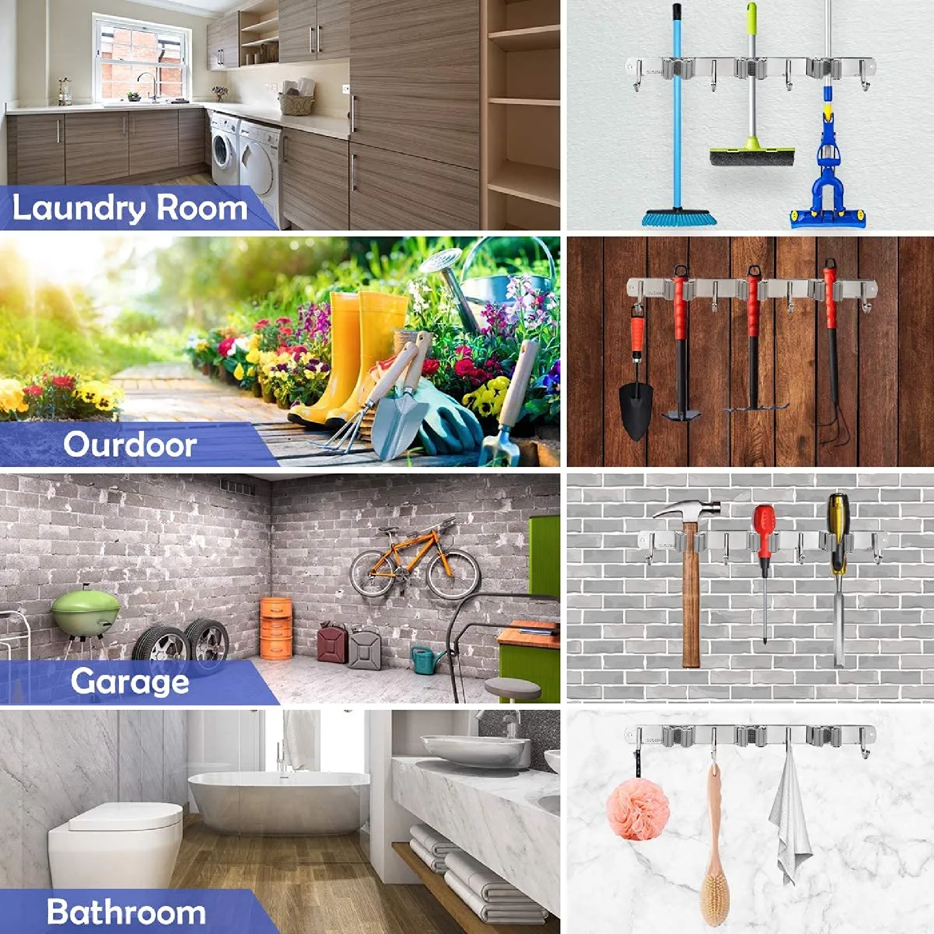 Miniatura 2 de Soporte Organizador De Escobas Acero